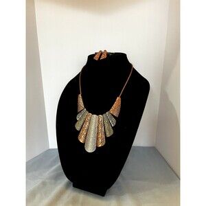 Paparazzi Untamed Hammered Copper Gold Silver Vine Necklace and Earring Set